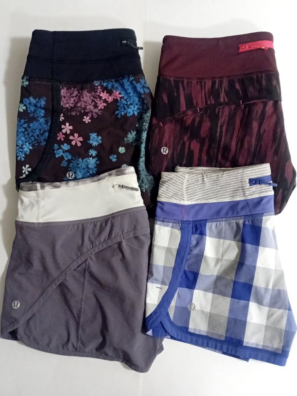4 Lululemon 4 XS Petal Pop Multi Painted Animal Bordeaux Turbo Plaid Bundle